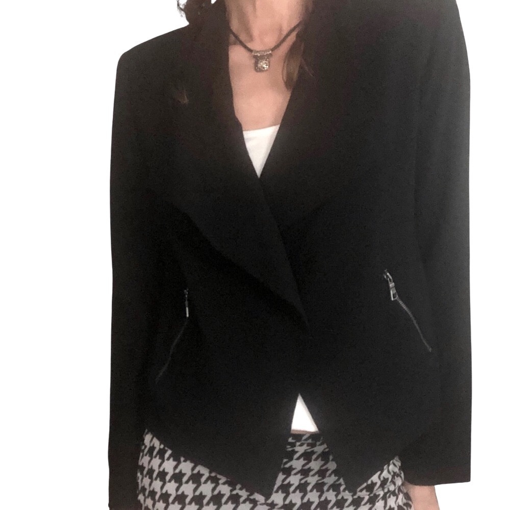 Banana Republic Sz 6P Black Moto Blazer Jacket Office Minimal Corpcore Edgy
